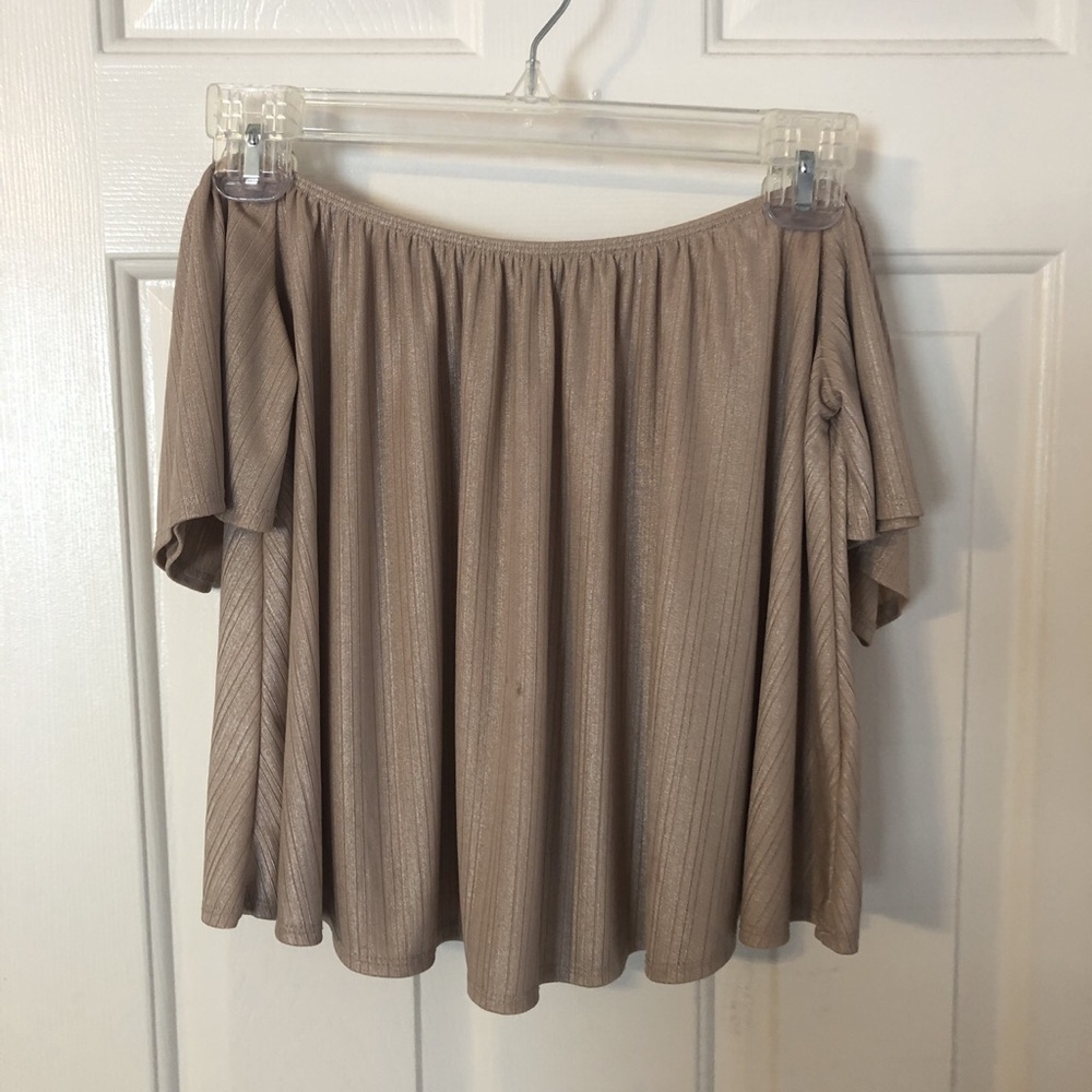 Champagne colored off the shoulder top